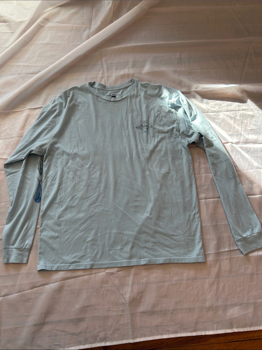 Sold Quiksilver Light Blue Long-Sleeve Graphic Crew